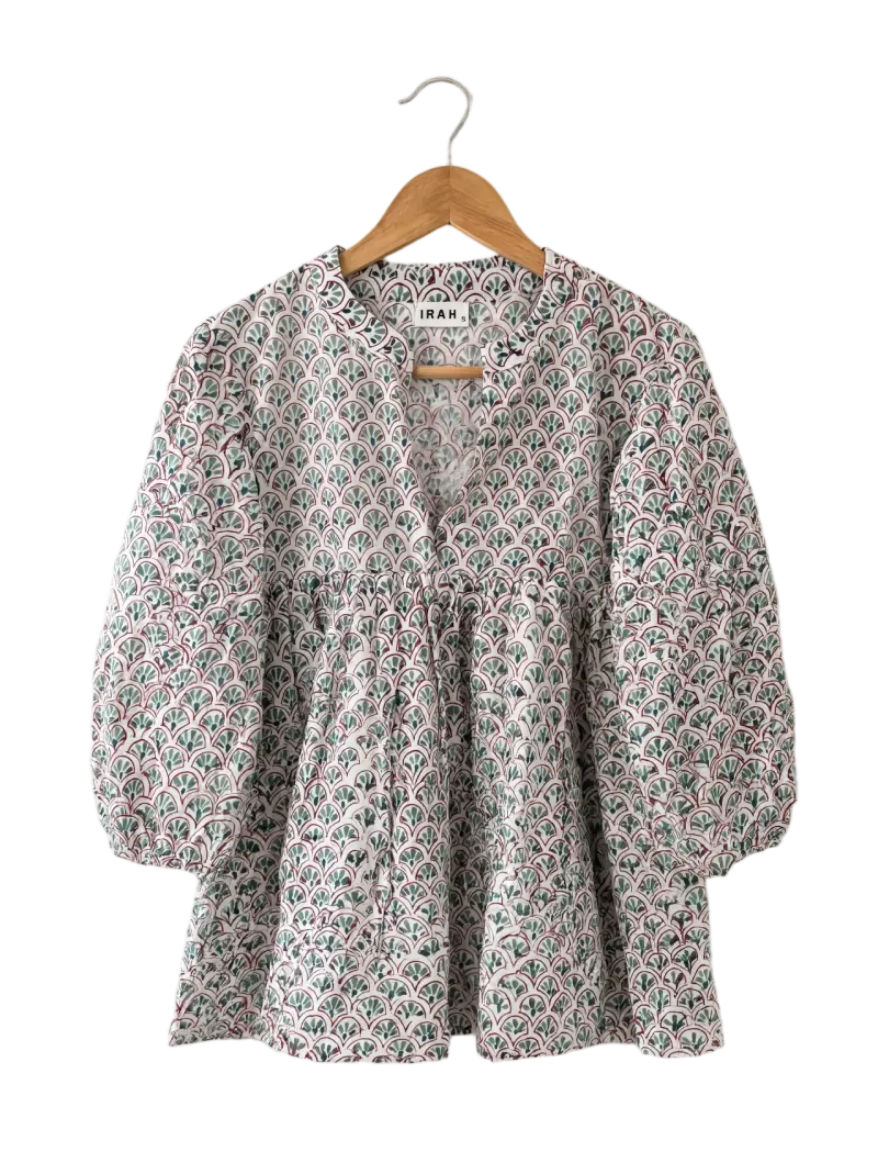 Collared block print everyday blouse- Hanging Collared block print everyday blouse - Image 1